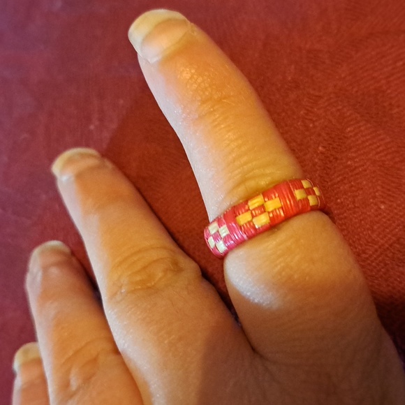 Jewelry - Pink woven ring size 7.5 like new
